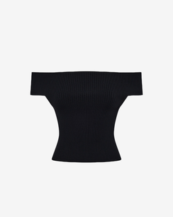 Топ трикотажный с открытыми плечами и короткими рукавами