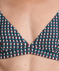 OYSHO Трёхцветный жаккардовый треугольный топ для бикини, зеленый