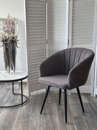 Стул МИШЕЛЬ 360 град. поворот. B28 Темно-серый, велюр / черный каркас, М-City