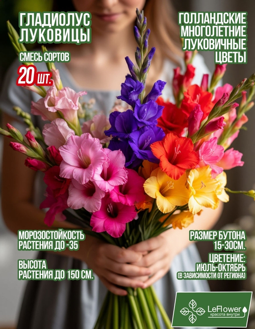 Гладиолус Луковица, Миск сортов, разбор 14+, 20шт