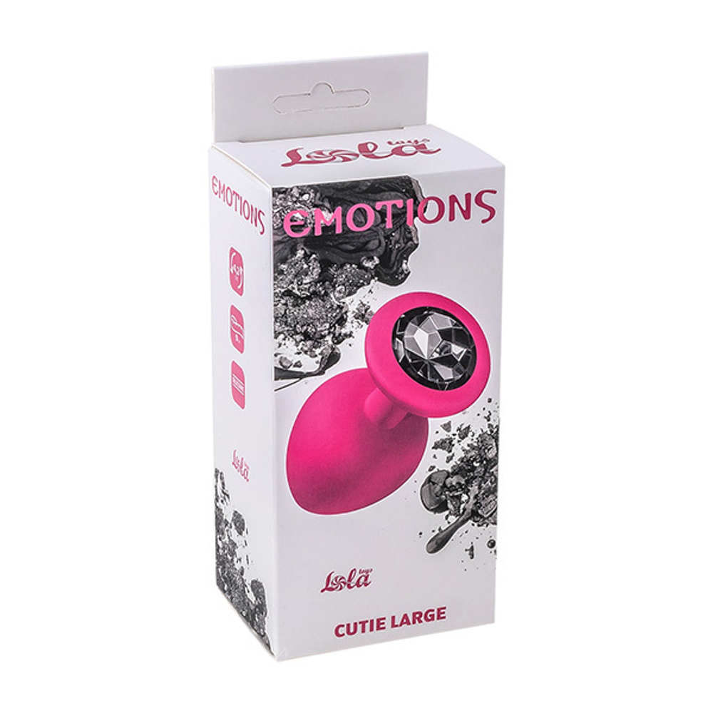 Анальная пробка 9,5см Lola Games Emotions Cutie Large Pink Black Crystal 4013-01Lola
