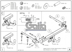 Фаркоп оцинкованный Galia S076C для Subaru Legacy WAG (BP), Subaru Outback 4WD 2004-2009(паспорт и сертификат в комплекте)(без электрики)
