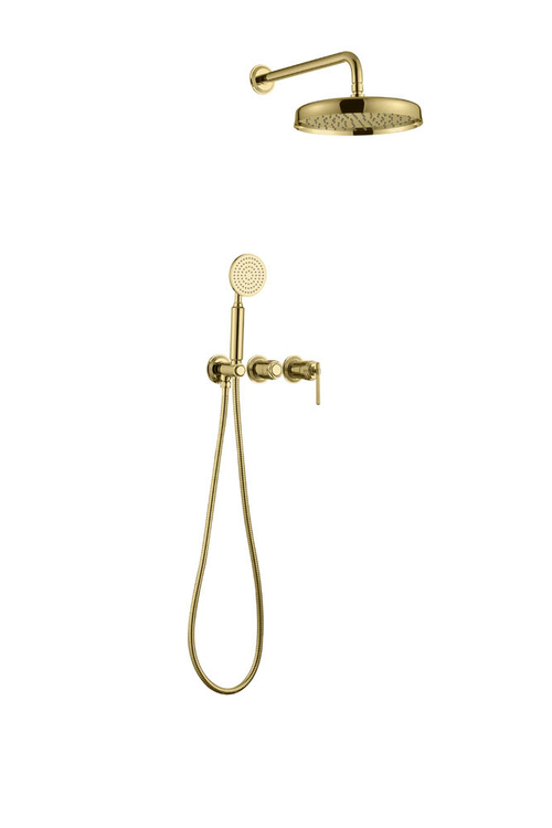 Смеситель встроенный + верхний+ ручной душ, ETERNA GOLD