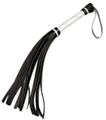 Гладкая плеть-флогер с черными хвостами - 40 см. (Цвет: белый с черным)