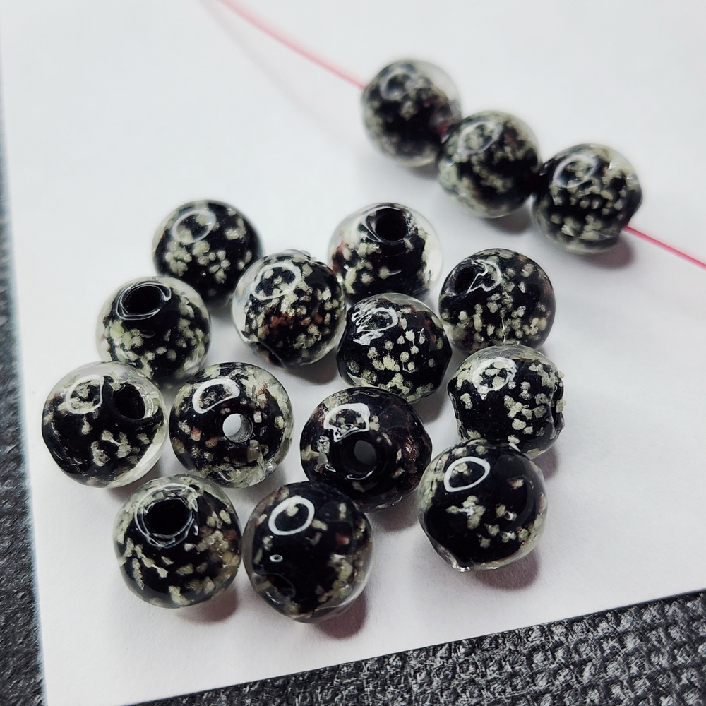 Бусина лэмпворк, стеклянные бусины, светятся в темноте, р-р 8мм, штучно