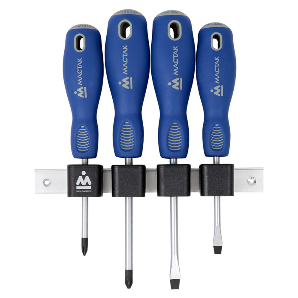 МАСТАК (04-4RB) Набор отверток с держателем (PH, SL) 4 предмета