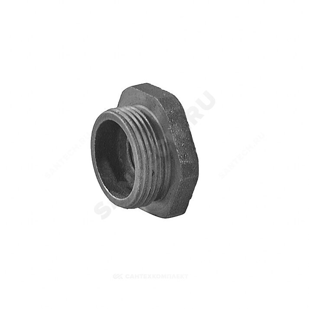 Заглушка (пробка) проходная 1 1/4"x1/2" левая резьба для чугунных радиаторов QLCX