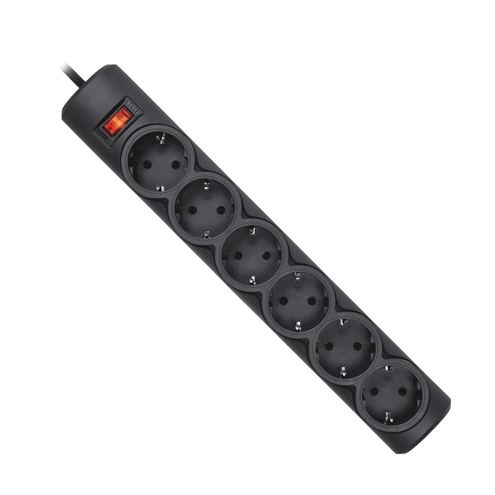 Сетевой фильтр Defender DFS 151 1.8 м, 6 розеток, чёрный