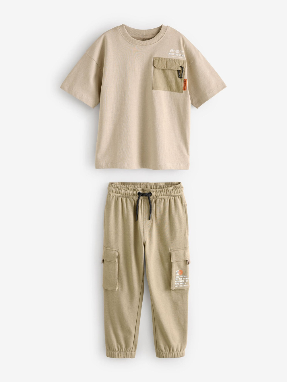 Футбока и джоггеры в комплекте для мальчика Next B97-512, Бежевый