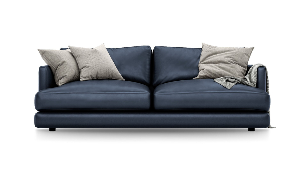 Диван Ибица Madras 3010 215*116*93 см, Темно-синий Натуральная кожа Еврокнижка Фиеста