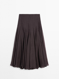 Massimo Dutti Юбка миди из 100% рами с клиньями – STUDIO, сиреневый