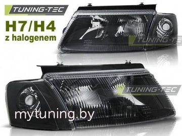 Передние фары VW Passat B5 black с галогеном