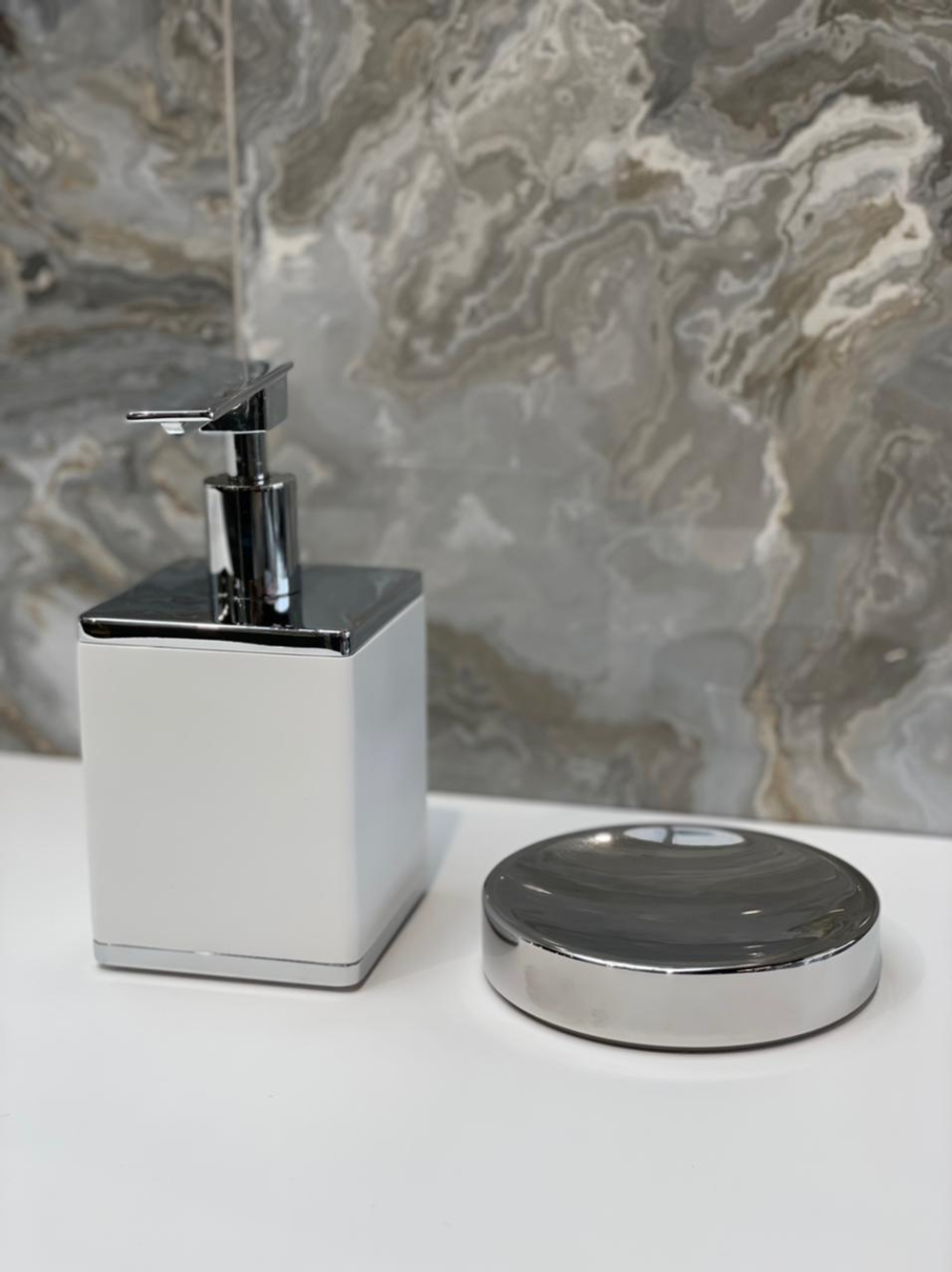 Мыльница настольная круглая хром