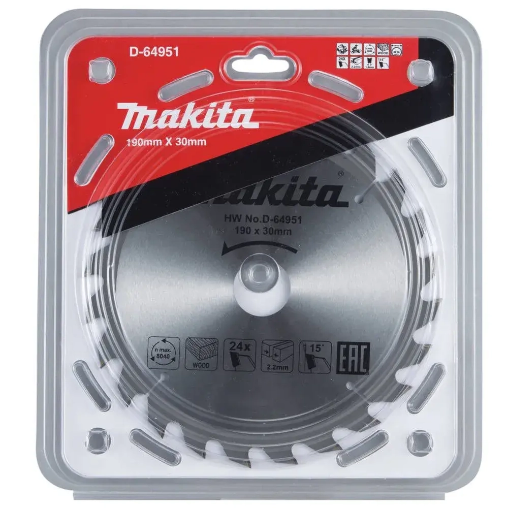 Пильный диск по дереву Standart 190x2.2x30, 24T Makita D-64951