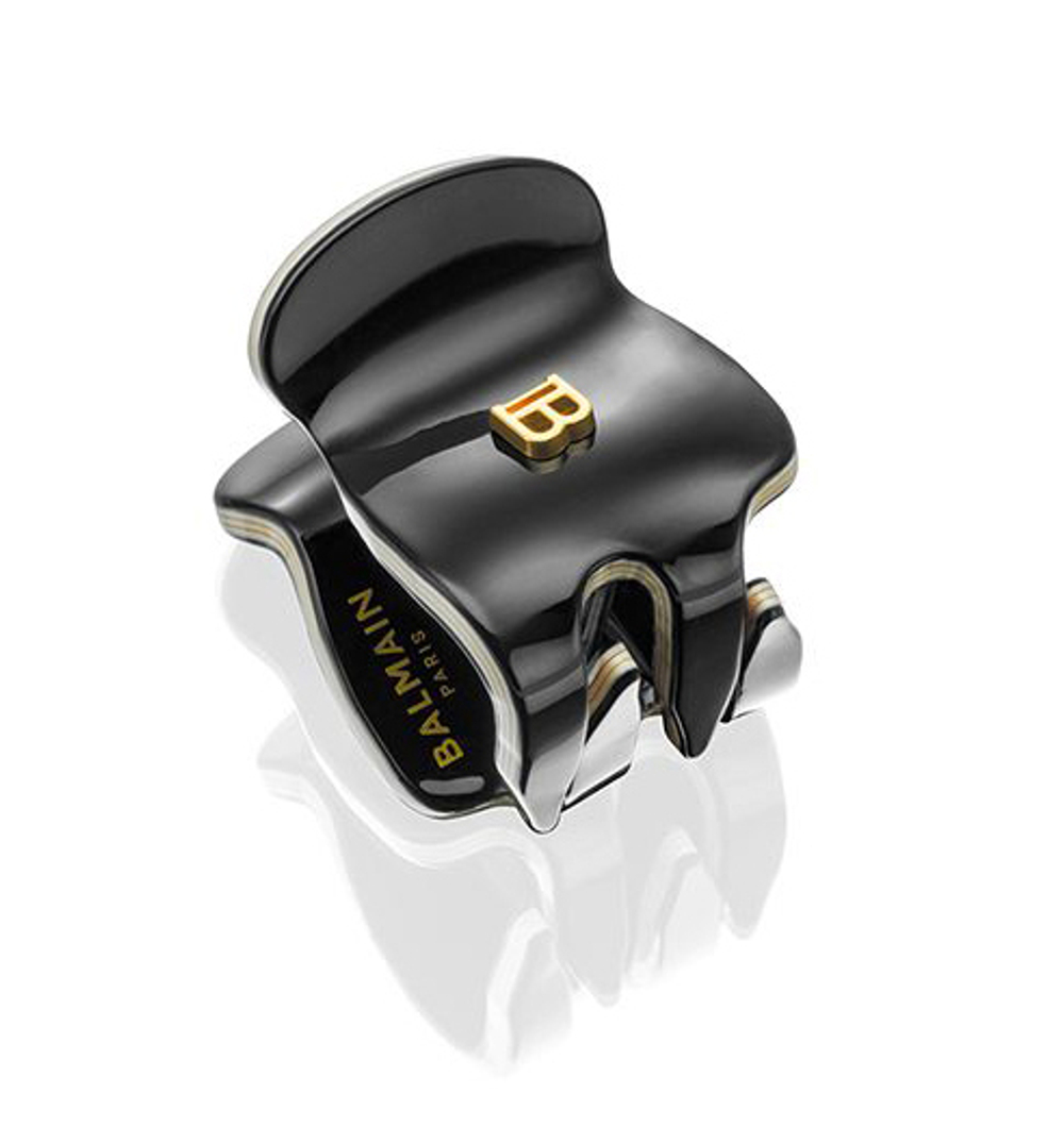 Balmain Hair Couture Заколка-краб черно-белая размер ХS Cellulose Acetate Pince a Cheveux Extra Small Black/White