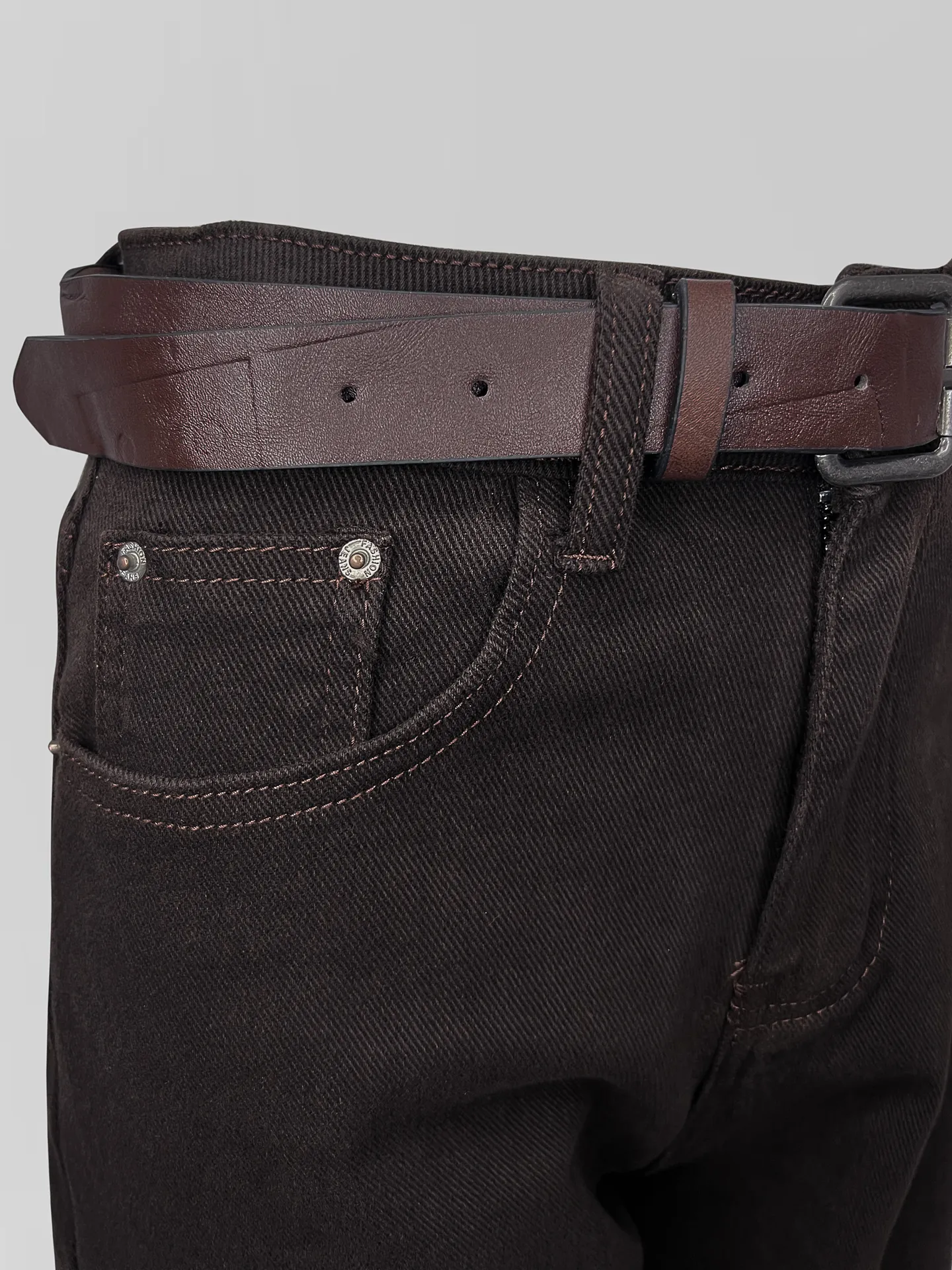 Джинсы LTBI 1511 однотонные момы с ремешком в комплекте