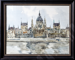 Раздрогин И.А.(1923–2018). Парламент Венгрии. Будапешт. Бумага, тушь, акварель. ВНР, 1975 г.