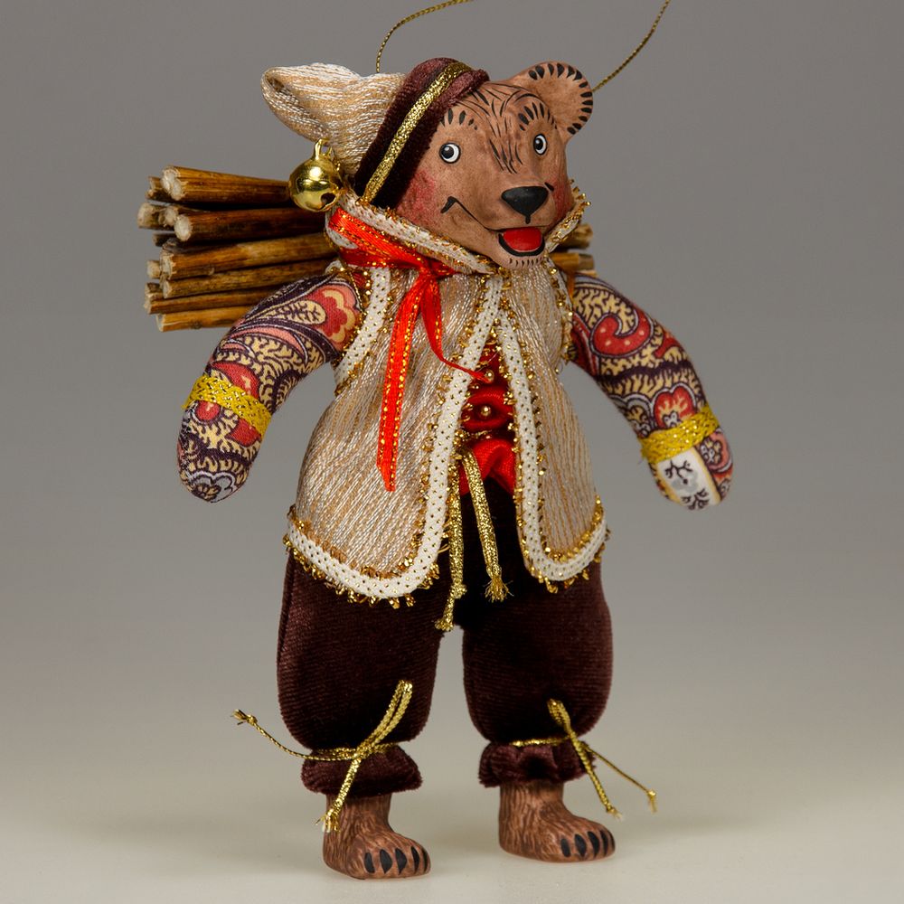 Ёлочная игрушка Медведь с хворостом