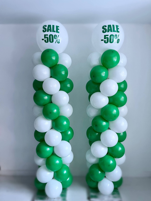 Стойки из шаров зеленый/белый скидка/акция/распродажа №4485