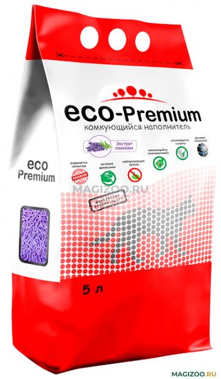 Эко Премиум комкующийся древесный наполнитель с экстрактом Лаванды
