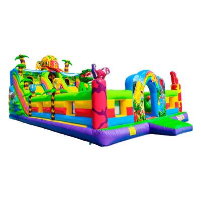 Коммерческий надувной батут "Хамелеон и динозавры" 12*7*6 м