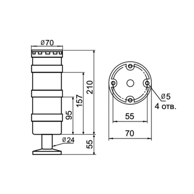 Светосигнальная колонна INNOCONT TL70B-024-RY-55