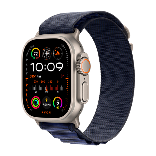 Умные часы Apple Watch Ultra 2 (2024) GPS + Cellular, 49mm, Natural Titanium Case with Navy Alpine Loop L, (Темно-синий)