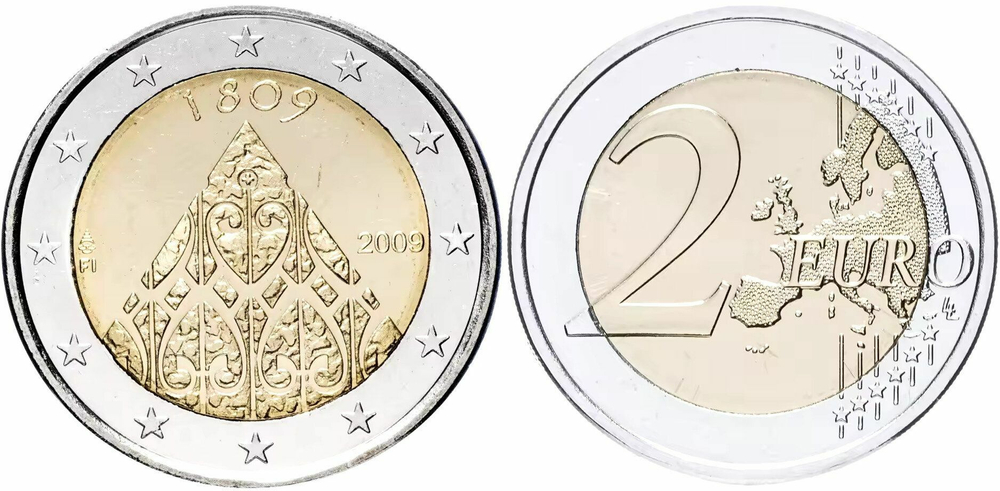 Финляндия 2 евро, 2009 200 лет автономии Финляндии