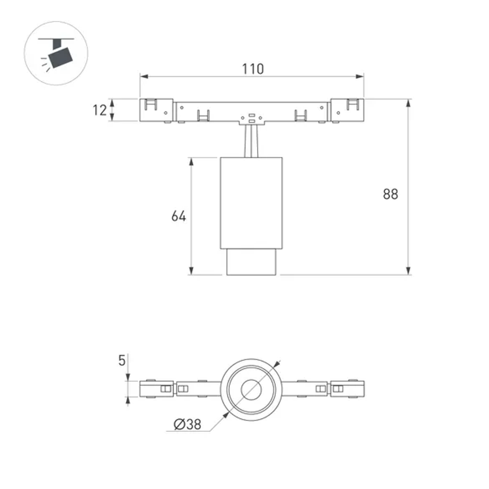 Светильник MAG-MICROCOSM-SPOT-ZOOM-R38-5W Warm3000 (BK, 10-55 deg, 24V) (Arlight, IP20 Металл, 5 лет) 051765