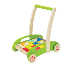 Детская деревянная игрушка - каталка "Ходунок" с конструктором