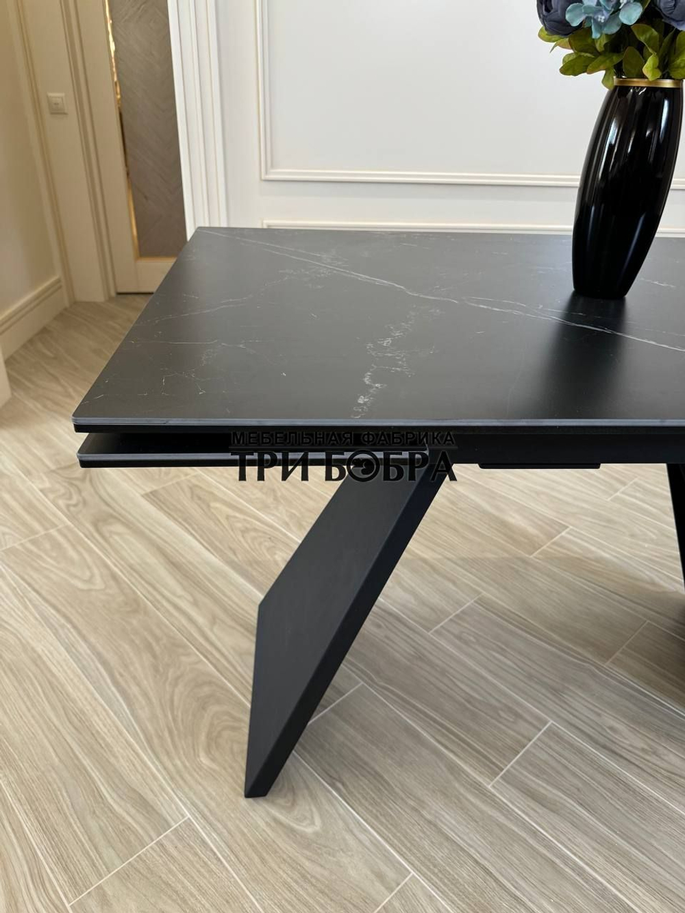 Кухонный раскладной стол "Хилтон", черный мрамор