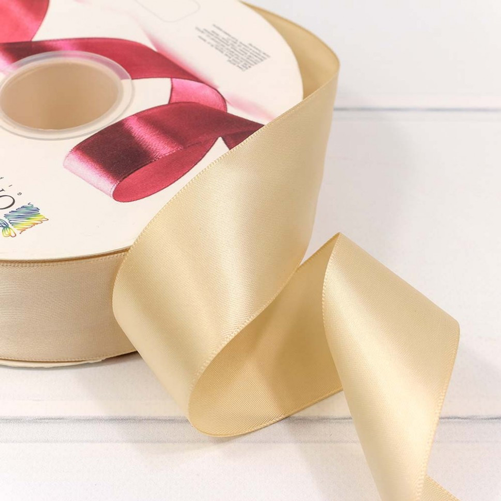 Лента Атласная 3,8см х 110м Полиэстер класс А (Бежевый)