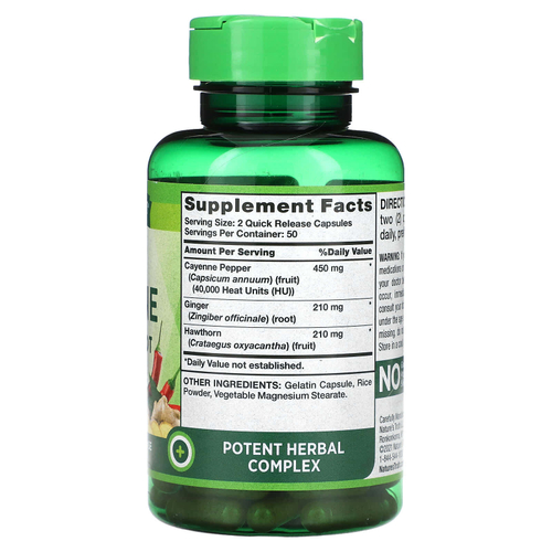 Nature's Truth, Vitamins, Ultra Max Cayenne с корнем имбиря, 100 капсул быстрого высвобождения