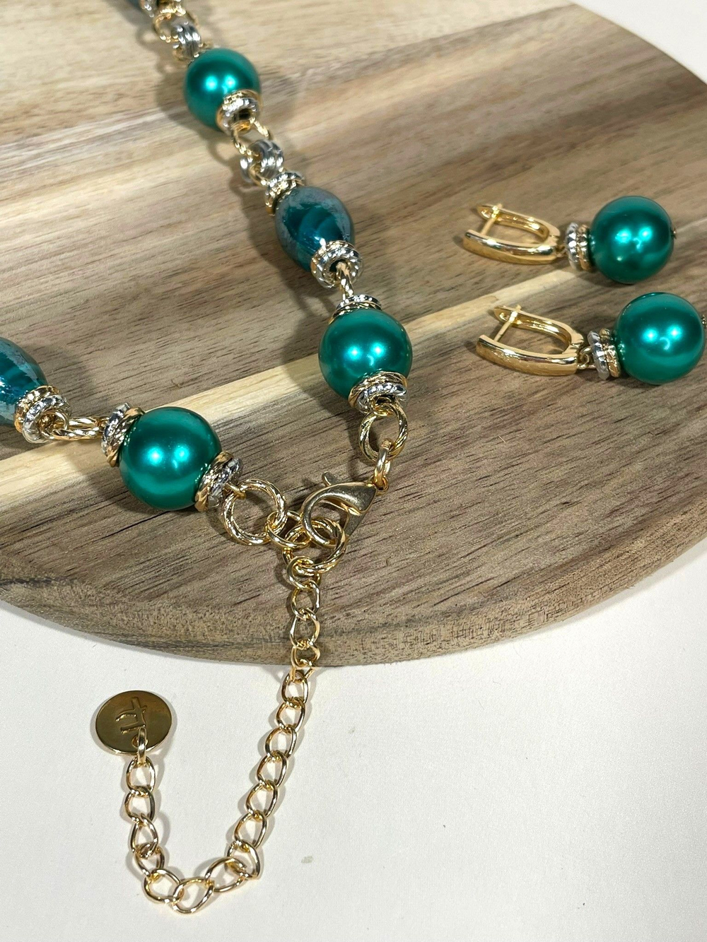 Комплект колье и серьги муранское стекло