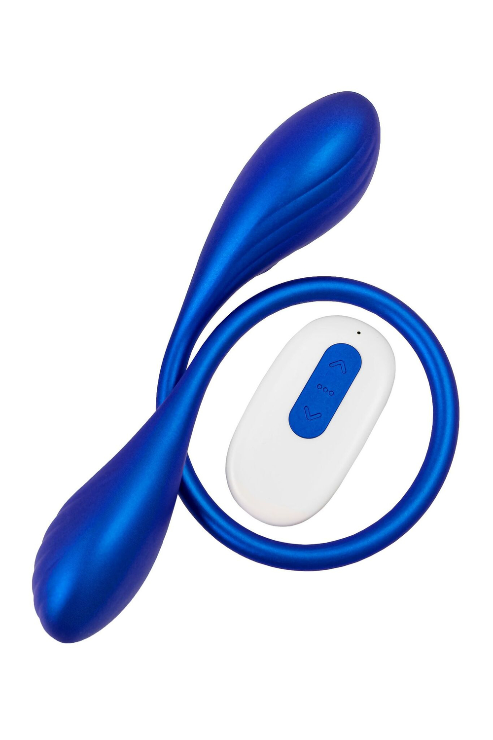 Синий двусторонний вибратор Agamien с управлением через приложение - 46 см. (Цвет: синий)