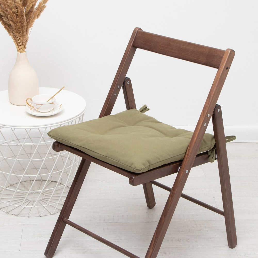 Подушка на стул 42х42 см, цв. зелёный, 100% хл, саржа 220 г/м2