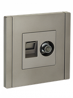 FORTE&PIANO Розетка двойная TV+RJ45 кат.6 FP537 сталь IEK