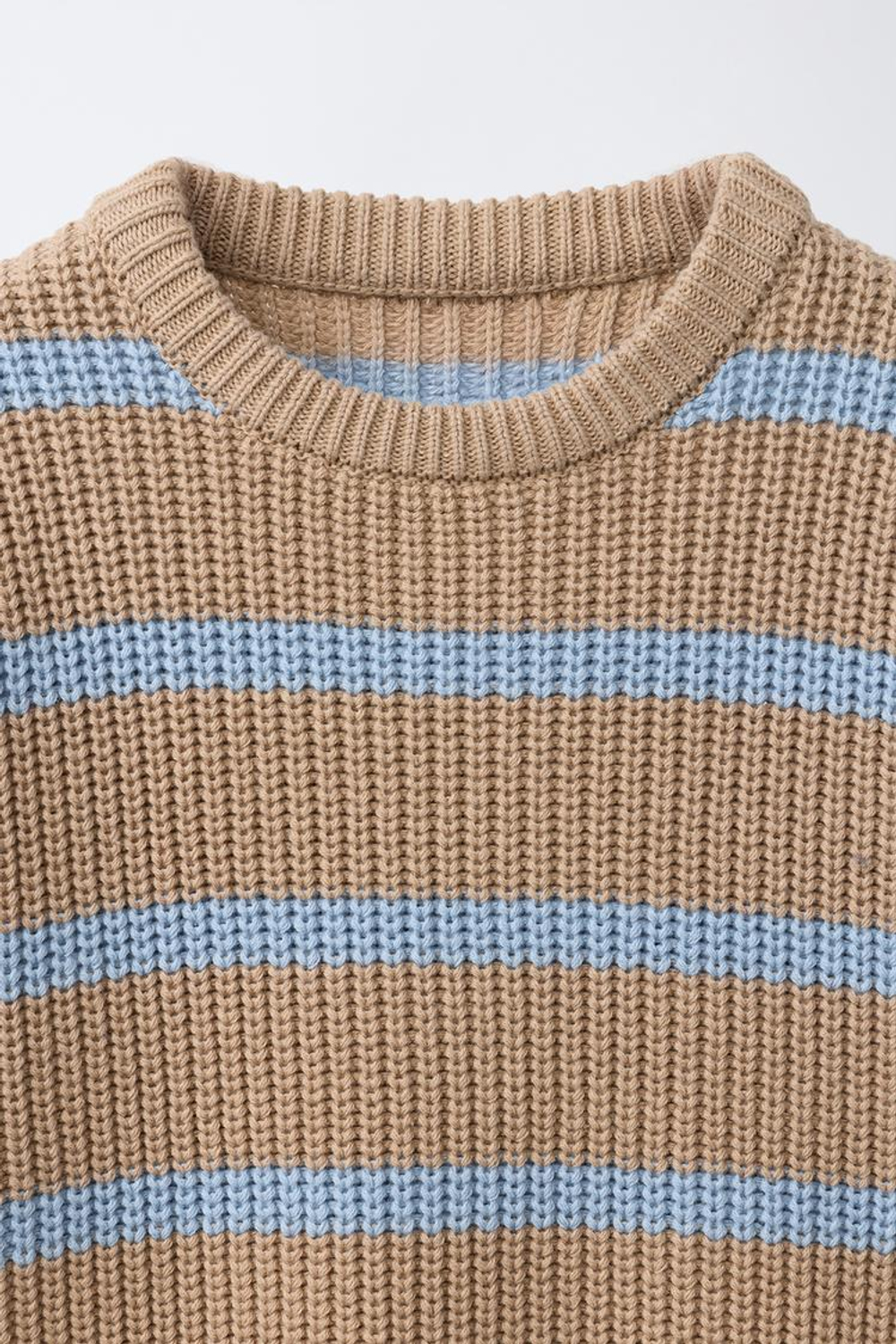 ZARA СВИТЕР В ПОЛОСКУ, СВЕТЛО-БЕЖЕВЫЙ