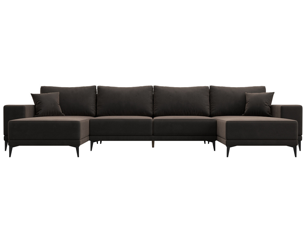 Диван П-образный Льюес, Коричневый, Велюр, 122412