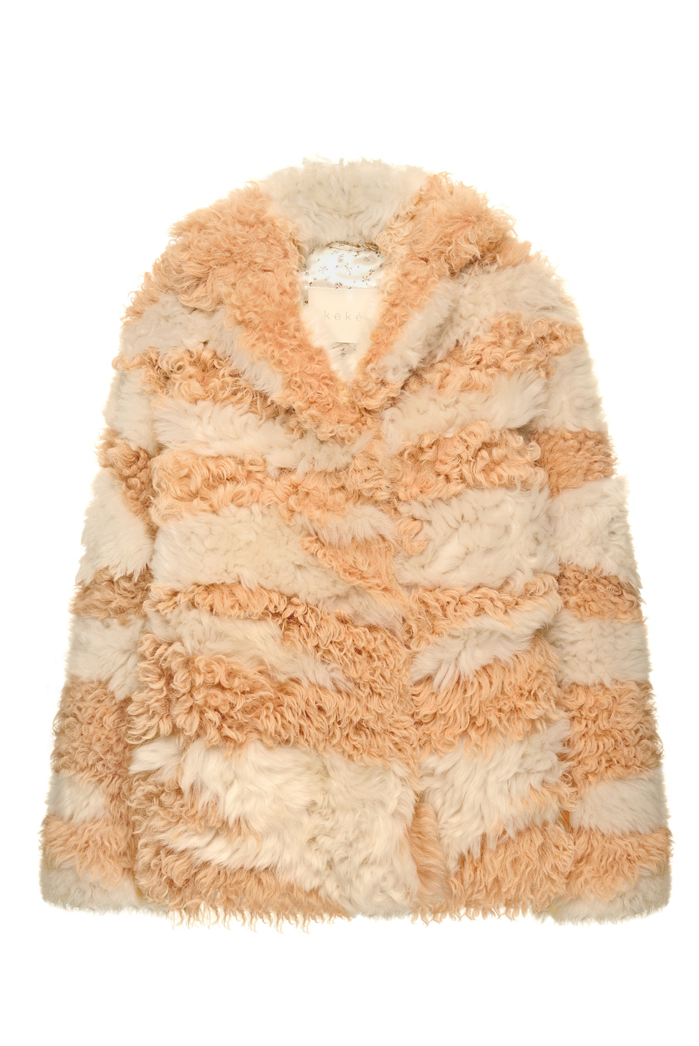 Бело-бежевая шуба из испанской овчины тиградо