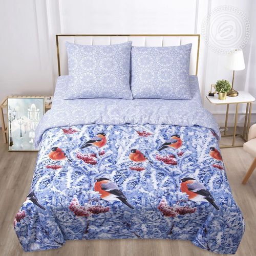 КПБ "Снегири", бязь (100% хлопок). 2-х спальный с увеличенной простыней