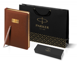 Подарочный набор: Jotter XL SE20 Monochrome в подарочной упаковке, цвет: Pink Gold, стержень Mblue и Ежедневник коричневый недатированный