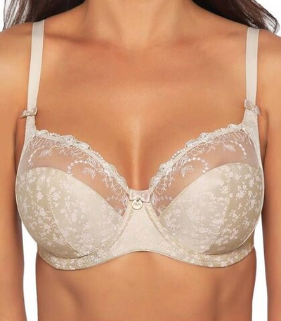 Бюстгальтер с мягкой чашкой, мелкими цветами и вышивкой (Размер: 85E) (Цвет: телесный)