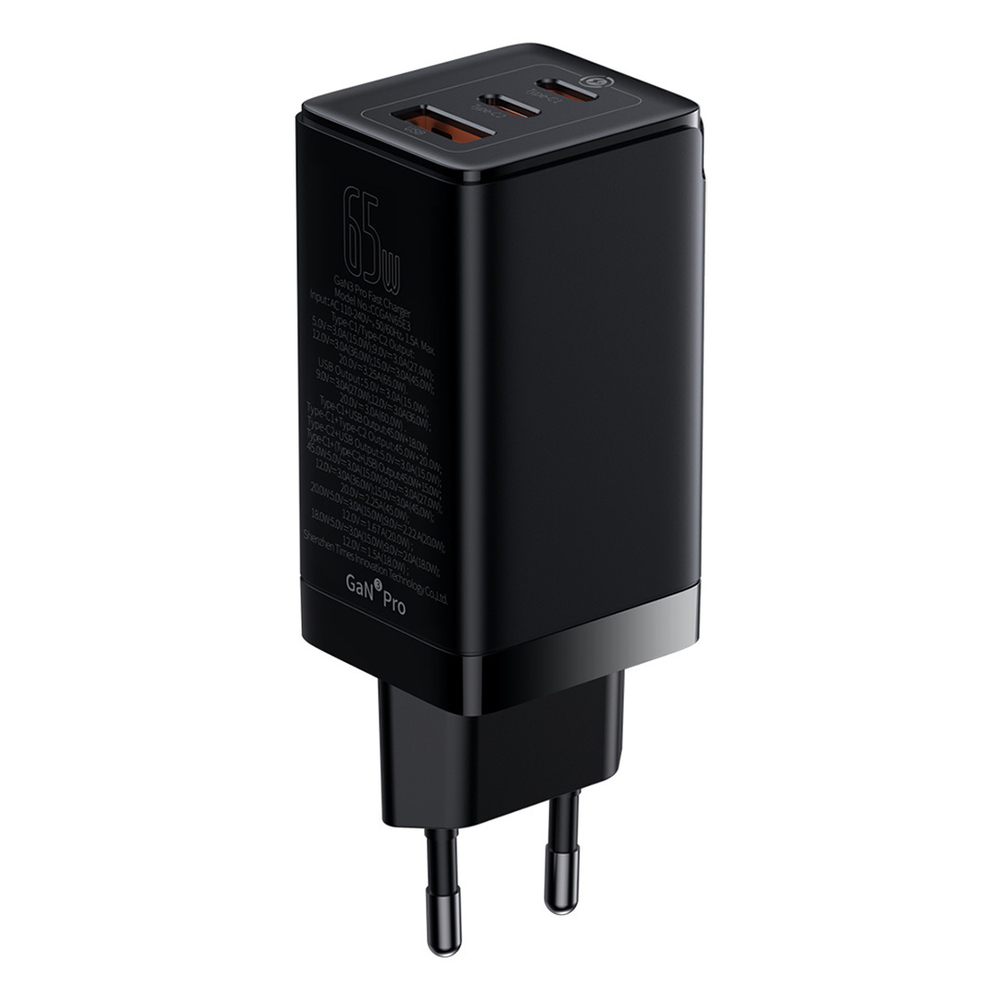 Зарядное устройство Baseus GaN3 Pro Fast Charger 2C+U 65W - Black