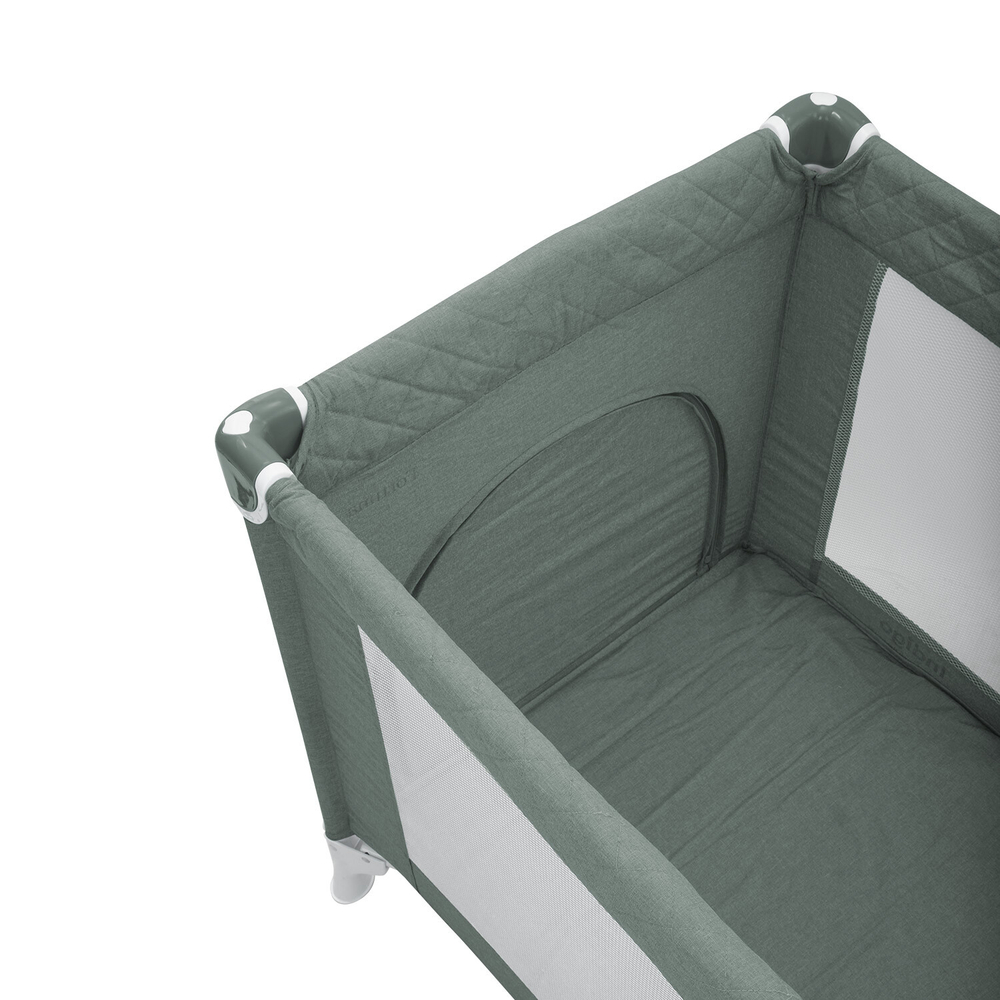 Манеж-кровать "Fortuna", лен, 2 уровня, москитка, 2 кольца, (Indigo) (зеленый)