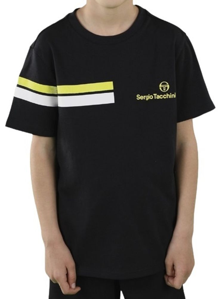 Футболка для мальчика теннисная Sergio Tacchini Vatis Jr T-shirt - black/yellow