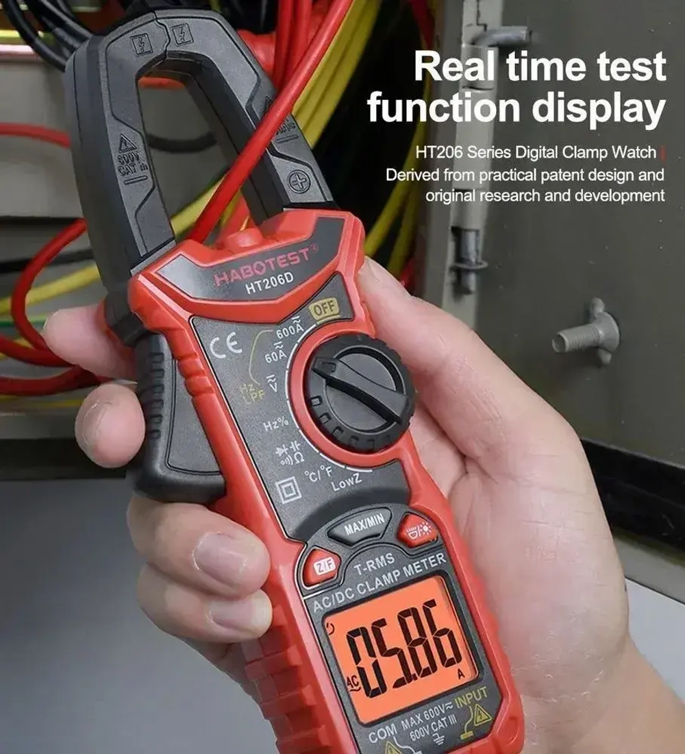 Мультиметр HT206D Habotest клещи постоянного и переменного тока 0,01 - 600А емкость частота подветка