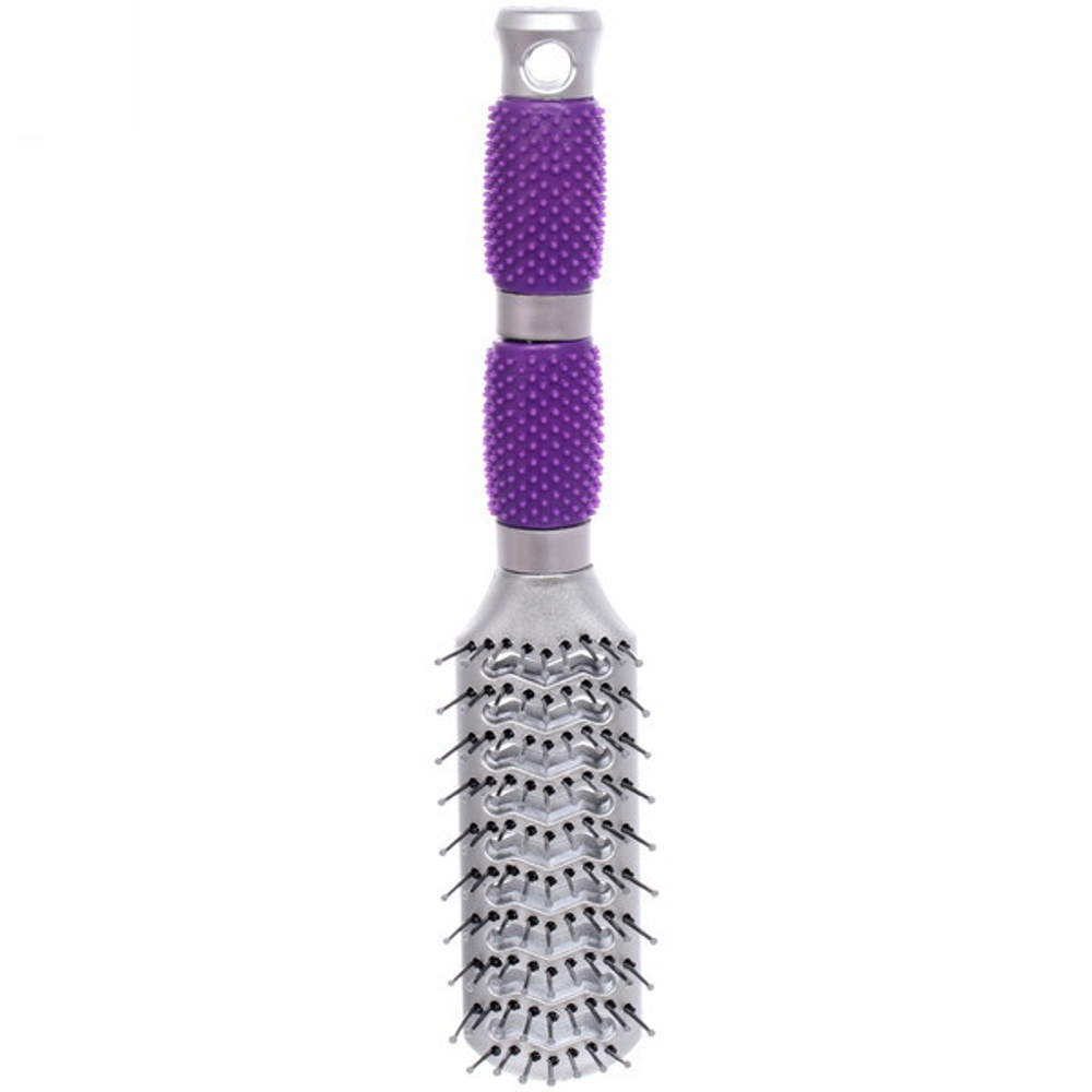 Расческа массажная «Lavanda», вентиляционная, цвет ручки фиолетовый, 23,5 см