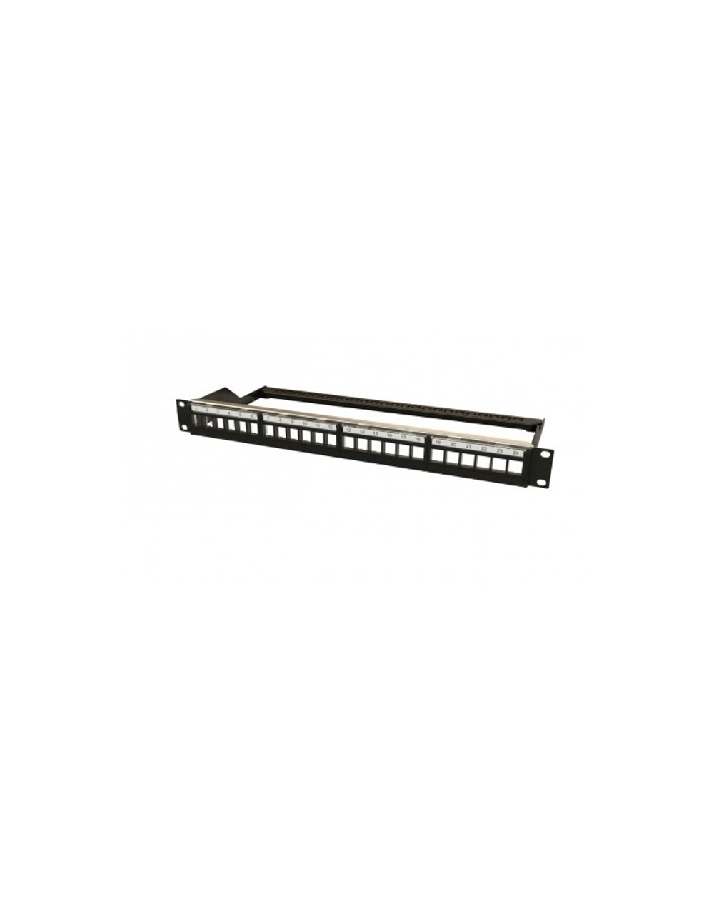 Патч-панель Hyperline PPBL6-19-24-RM Модульная патч-панель 19", 24 порта, 4 съемные панели по 6 модулей, 1U, для неэкранированных модулей, с задним кабельным организатором (без модулей)