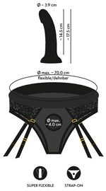 Черный женский страпон Strap-on Set: трусики и насадка (Цвет: черный)